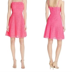 Lilly Pulitzer Jennelee Lattice Lace Barbie Pink Dress. Mini Aline Dress.